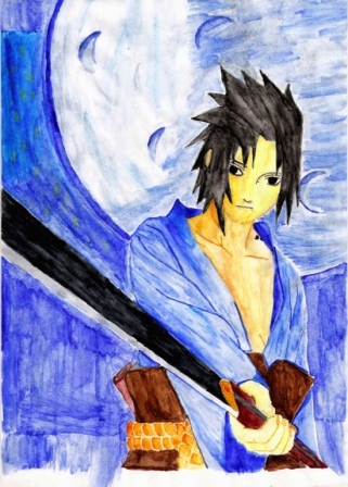 Sasuke Finished Watercolour by Uchiha-Sasuke02