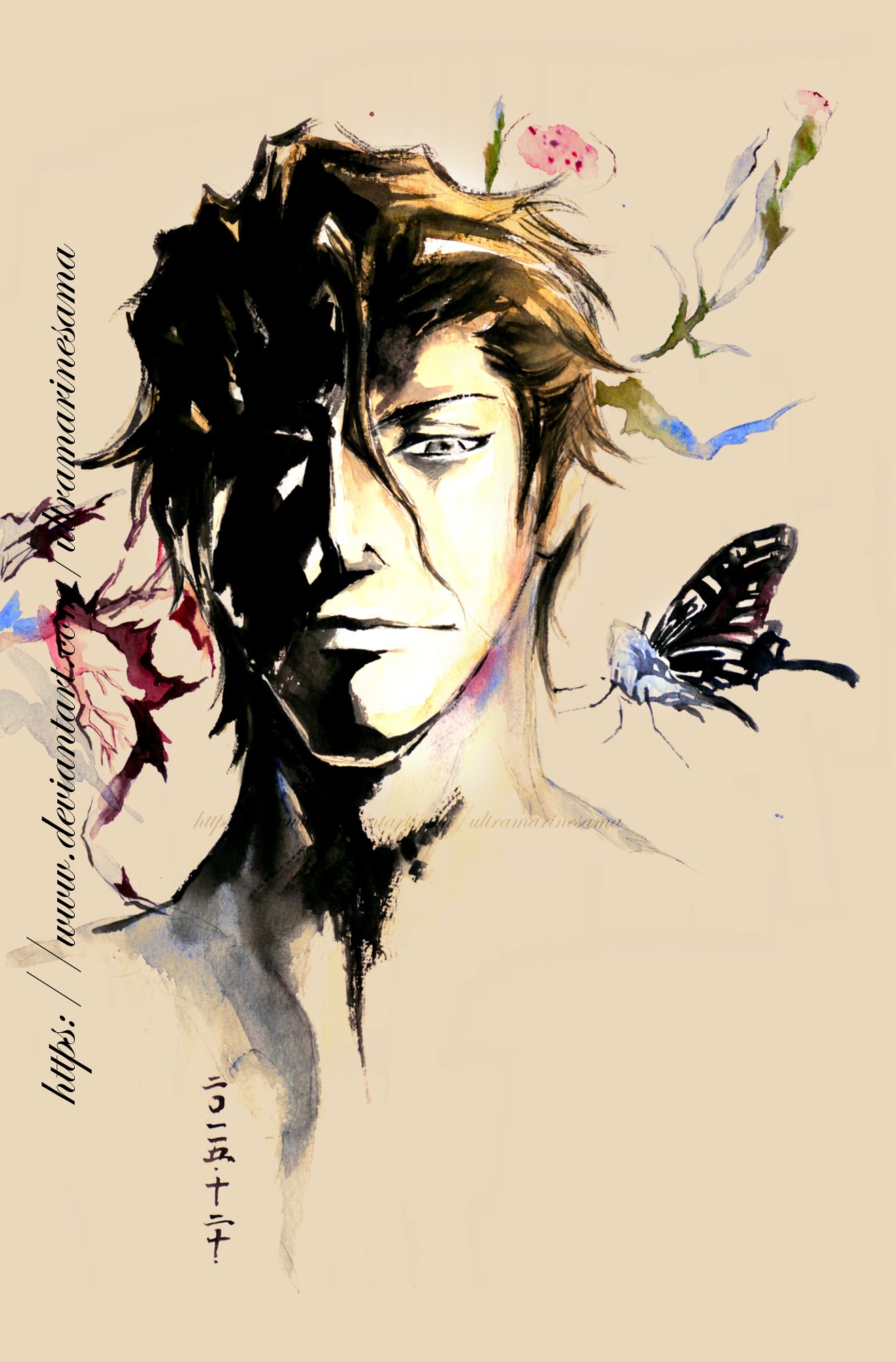 Aizen Sosuke Watercolor by Ultramarine