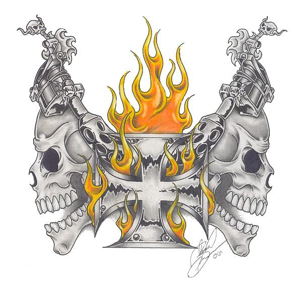 skulls and cross by Undergroundgrafix