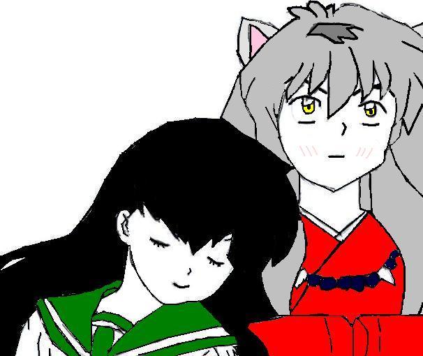 Inuyasha and Kagome (colored) by unloved_poet