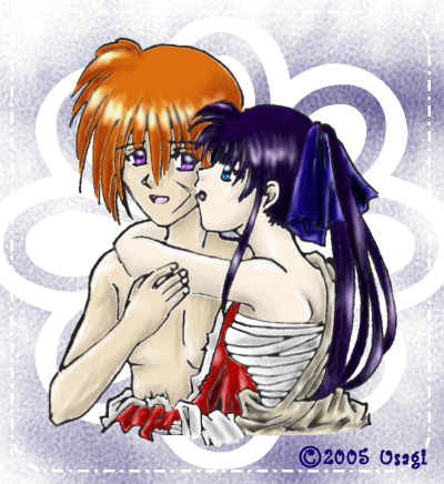 Kaoru Hug, Kenshin Blush by usagituskino321