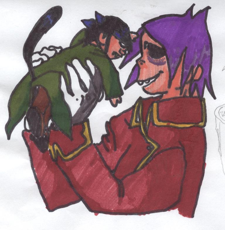 Neko Murdoc and 2-D by Vader_likes_cookies