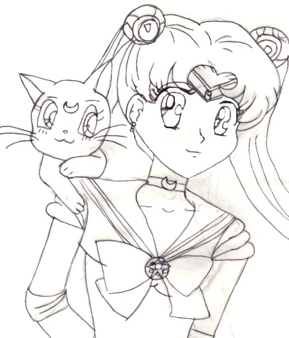 Sailor Moon (uncolored) by Val