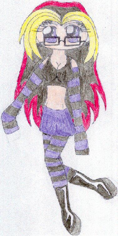 Punk-Goth Chibi Yula with Punk Glasses *colored* by Vampire-Queen-Gothika