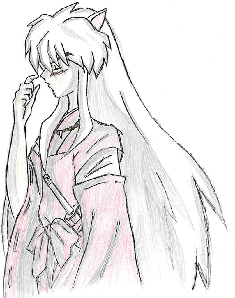 Inuyasha Blushing(colored) by Vampire_Countess