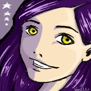 The girl with purple hair and yellow eyes by VanilleSkyCat