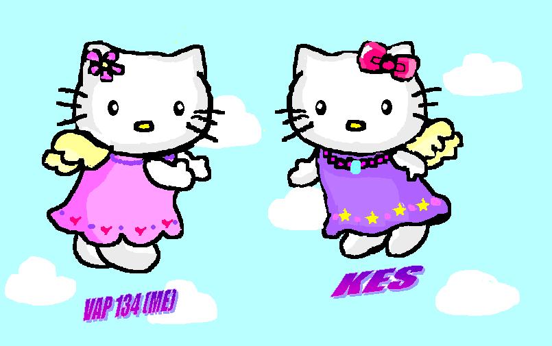 Kes and me (as hello kitty angels) by vaporeon134