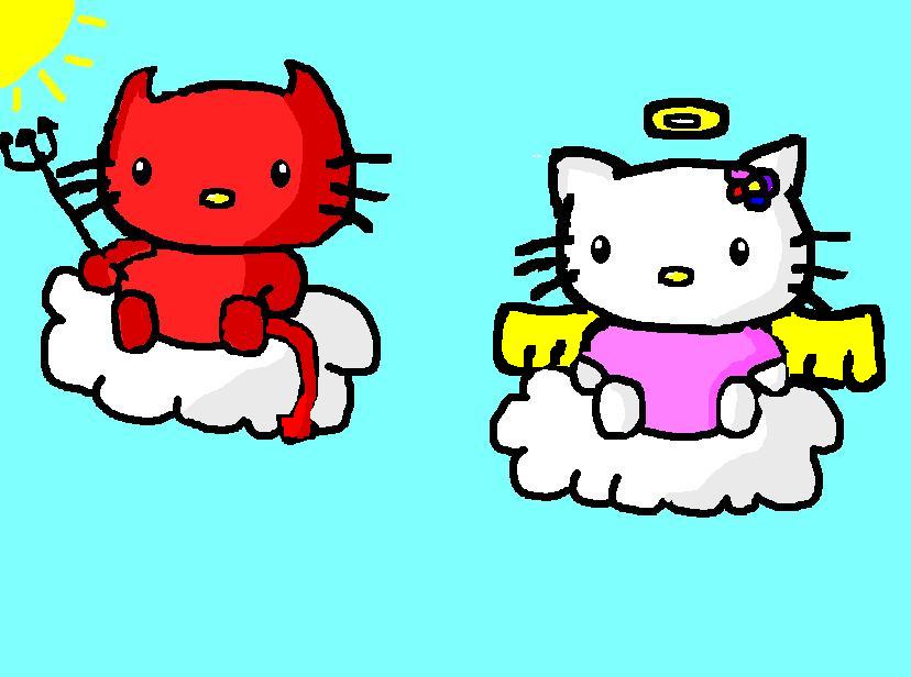 Hello kitty Devil and angel ^^ by vaporeon134