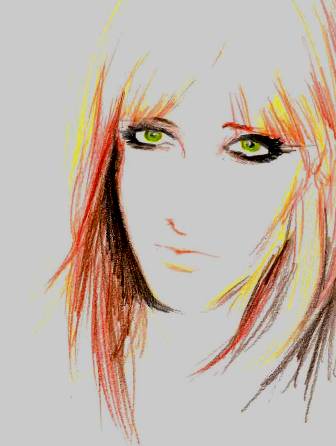 red hair/green eyes doodle by velvet_vixenluv