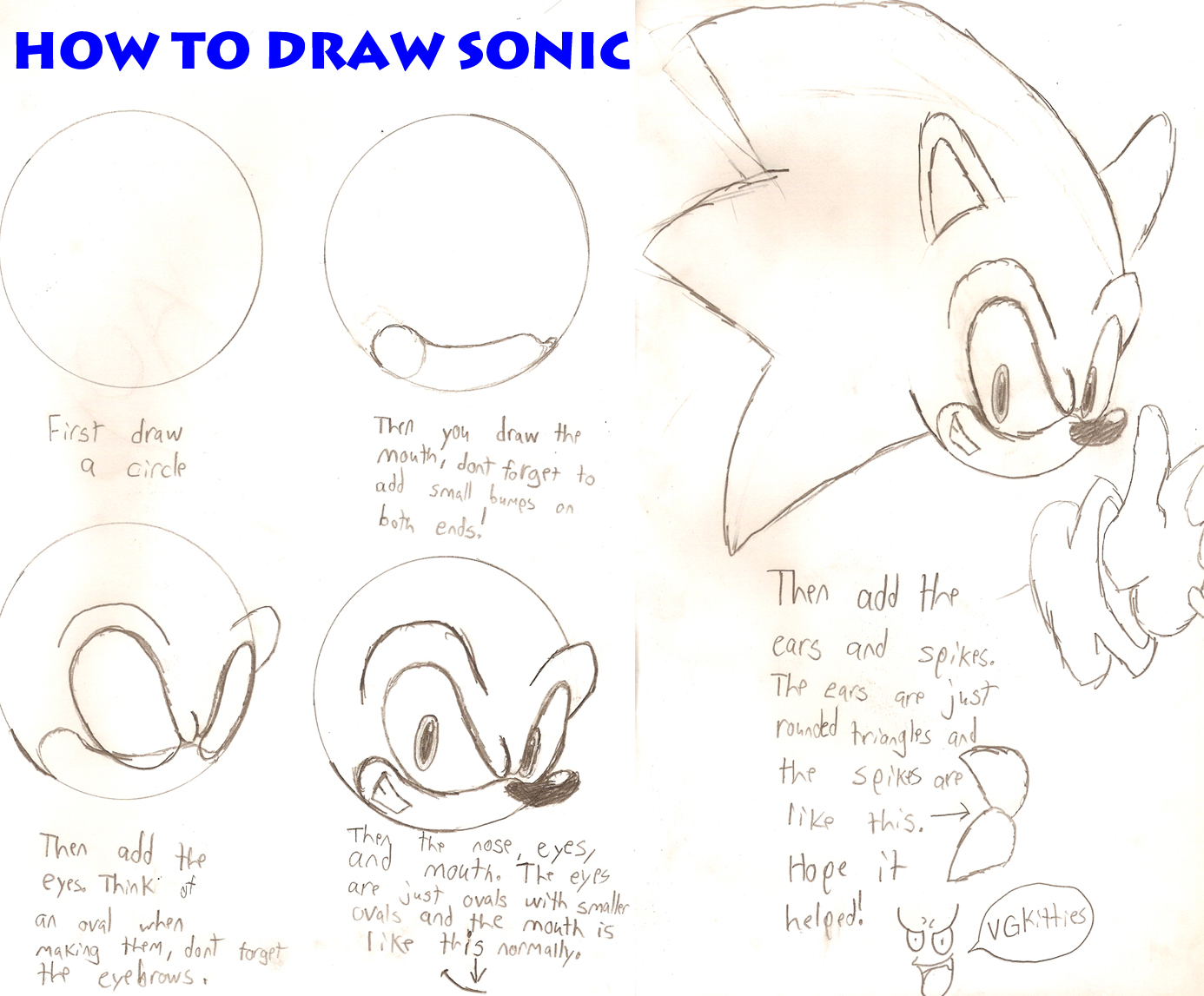 How to draw sonic :) by vgkitties