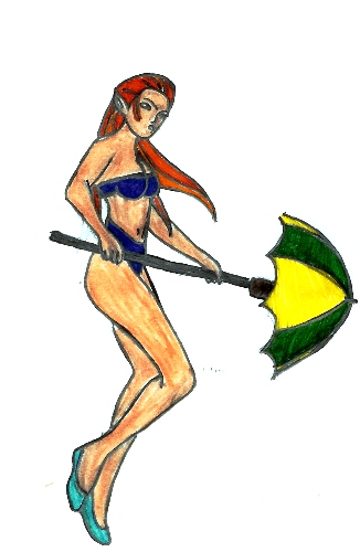 girl at the beach in bakini by voldermort500