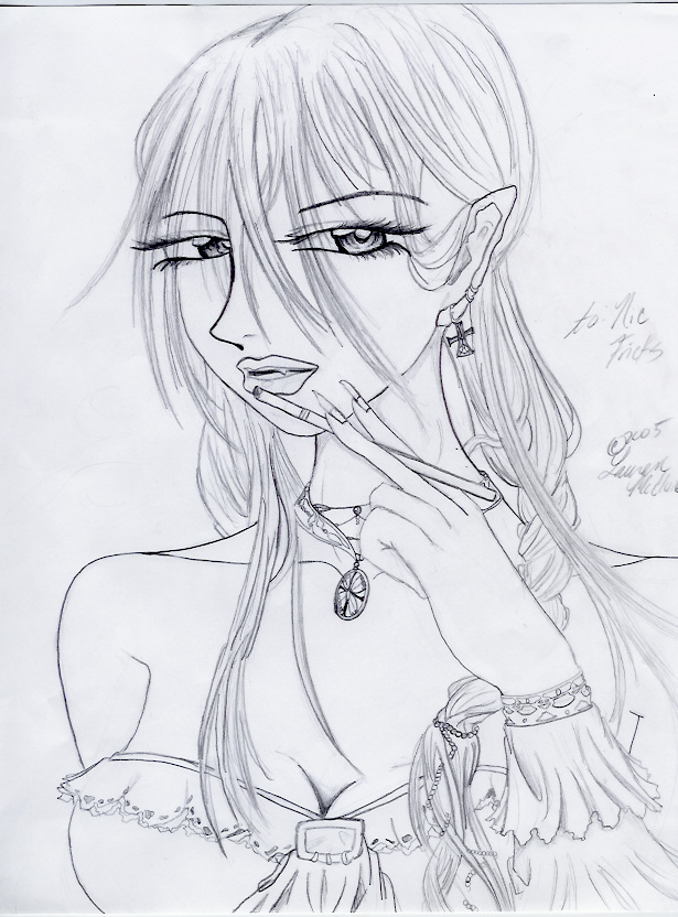 Vampiress with a Cigarette W.I.P. by WaterNeko_Goddess