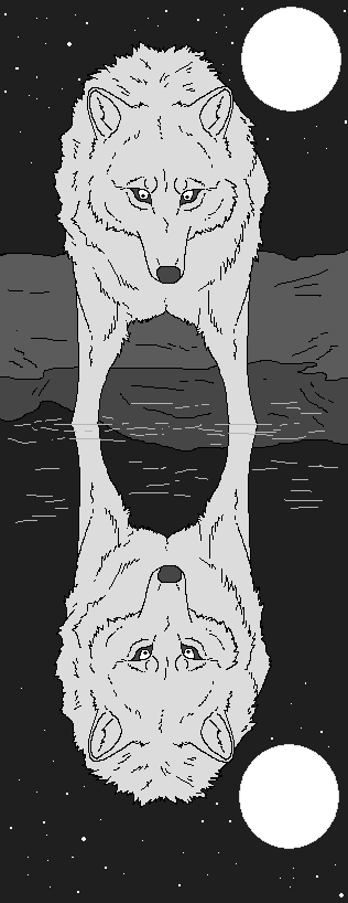 Wolf Reflection Lineart by WhiteWolfCrisis13
