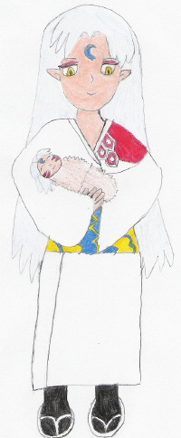 Baby Sesshomaru in his mother's arms by Wild-Card-KKC