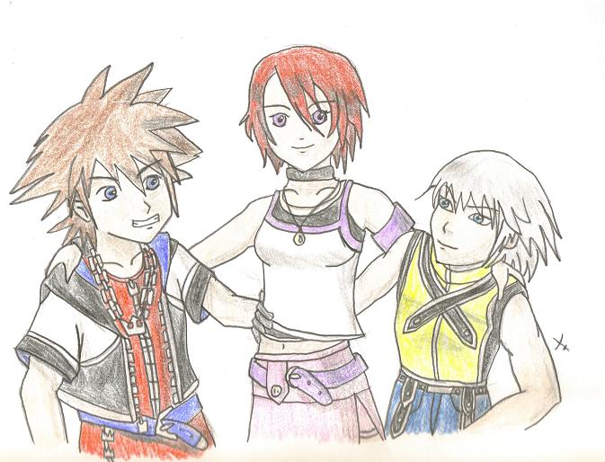 Sora, Kairi and Riku by Wilya