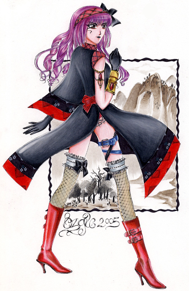 * gothic lolita in kimono * by WindraceR