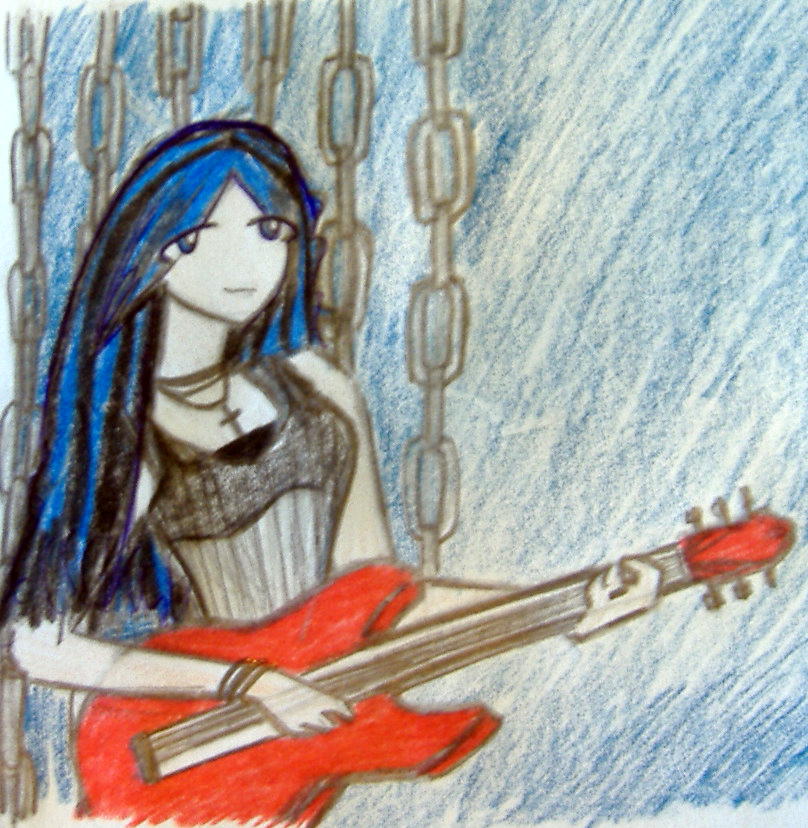 Blue haired guitar godess by Winry_rockbell
