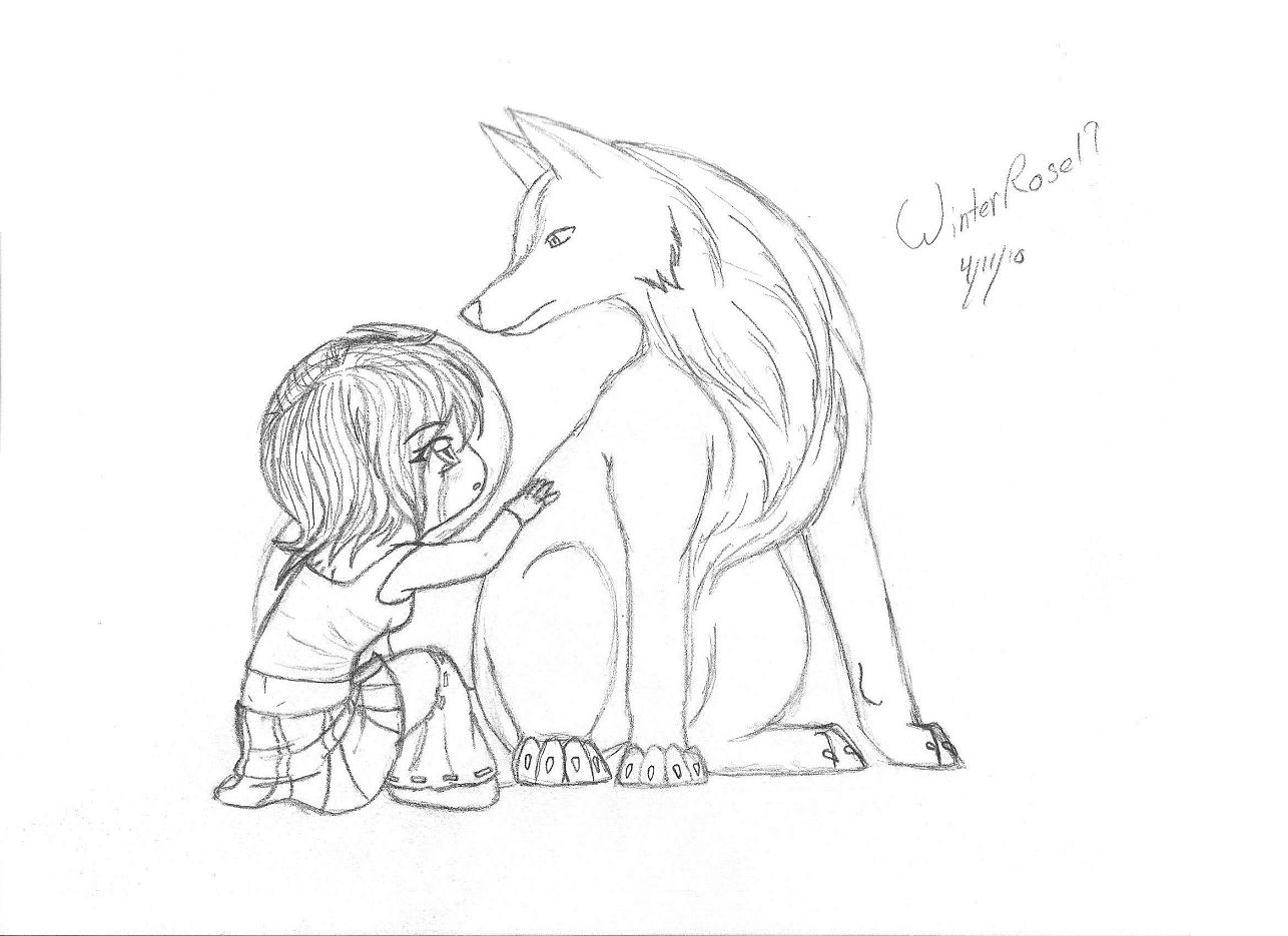 Girl and Wolf by WinterRose19