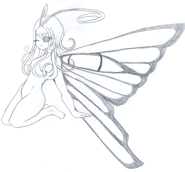 Butterfly Girl Uncolored by WishGranter