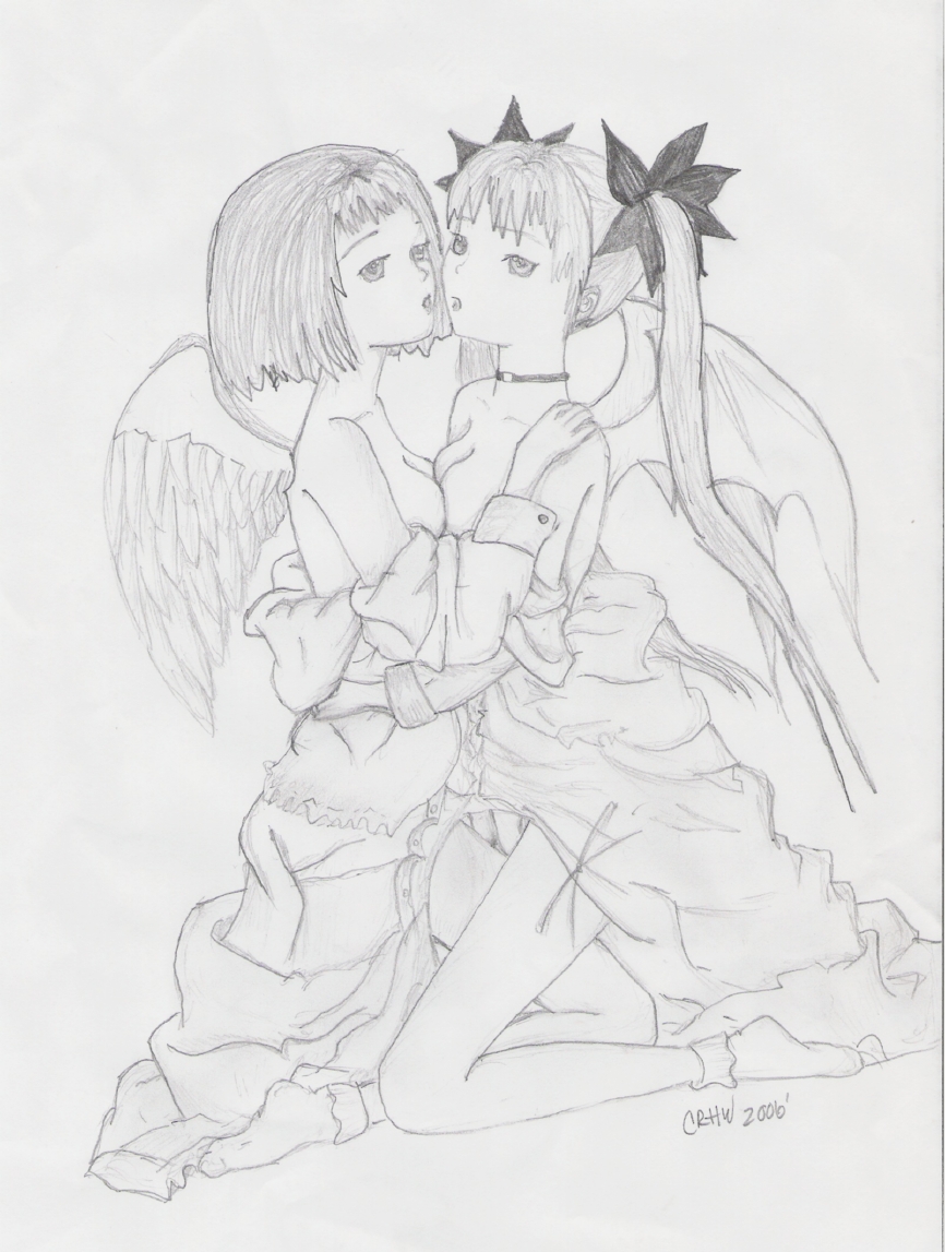 Angel and Demon Girls by WishingIWasDifferent