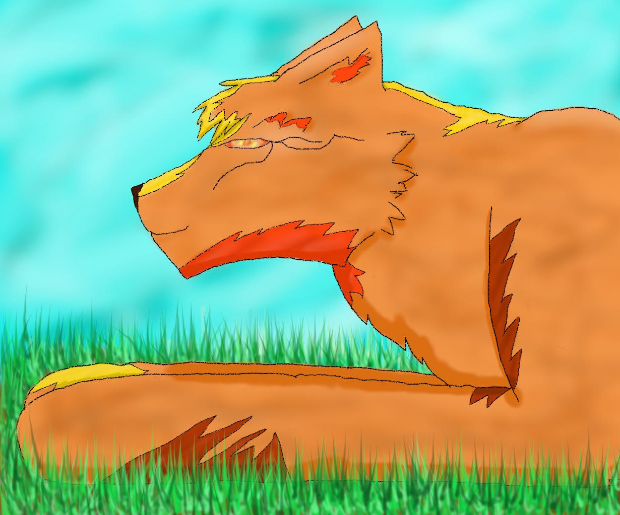 Inferno laying in the grass by Wishsayer