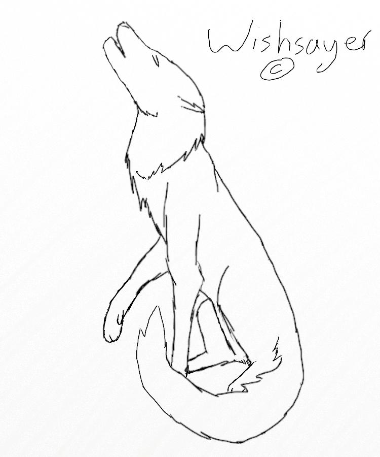 howling wolf line art by Wishsayer