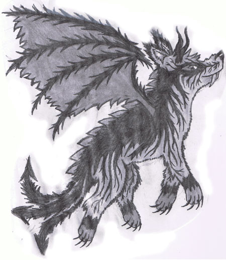 Winged Dragon-Wolf Combo by WolfDemonChick