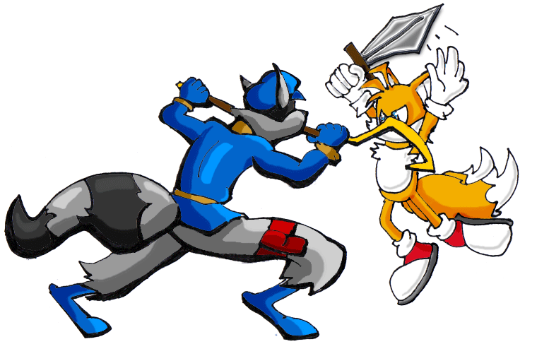 Sly vs. Tails- For cyberfox5820 by Wolfeh