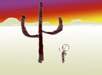 Stick man and cactus by WorldsTallestMidget