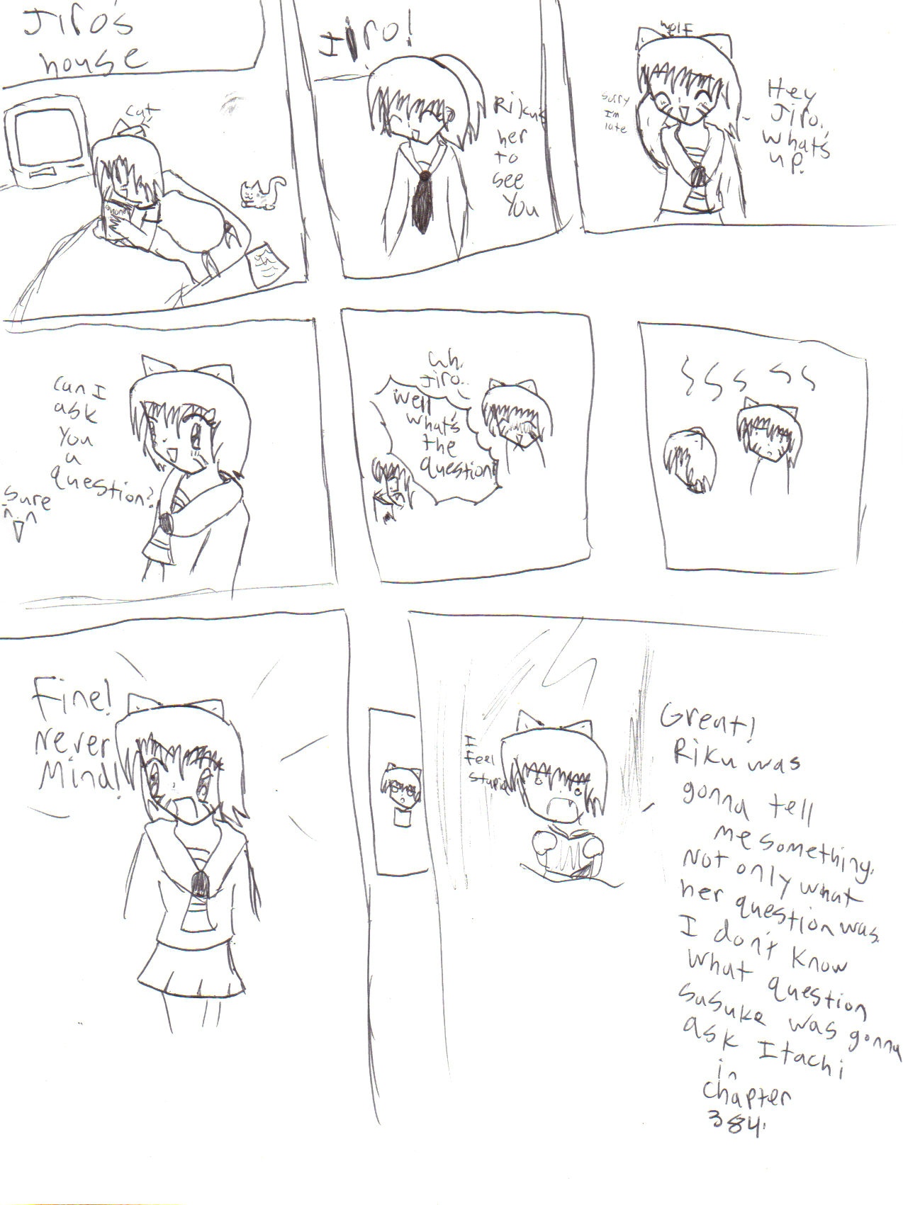 Sketch of What happen's when Jiro read's  Naruto manga by Wulfgirl1