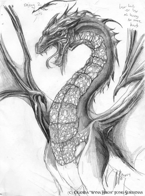 the hobbit smaug drawing