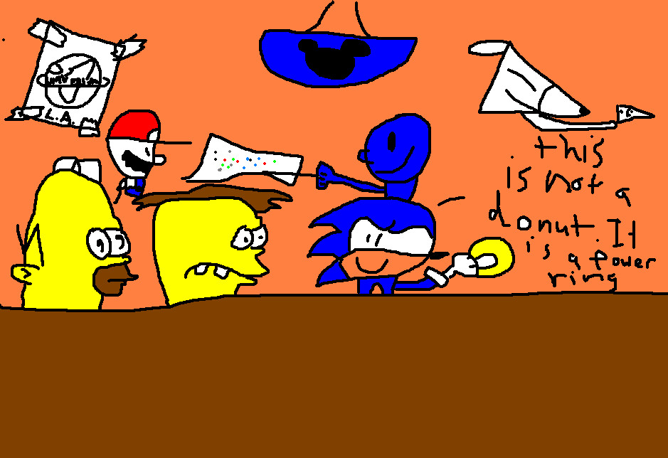 Sonic, Mario and Casper at Moe's Tavern 2 by waluigiguy22