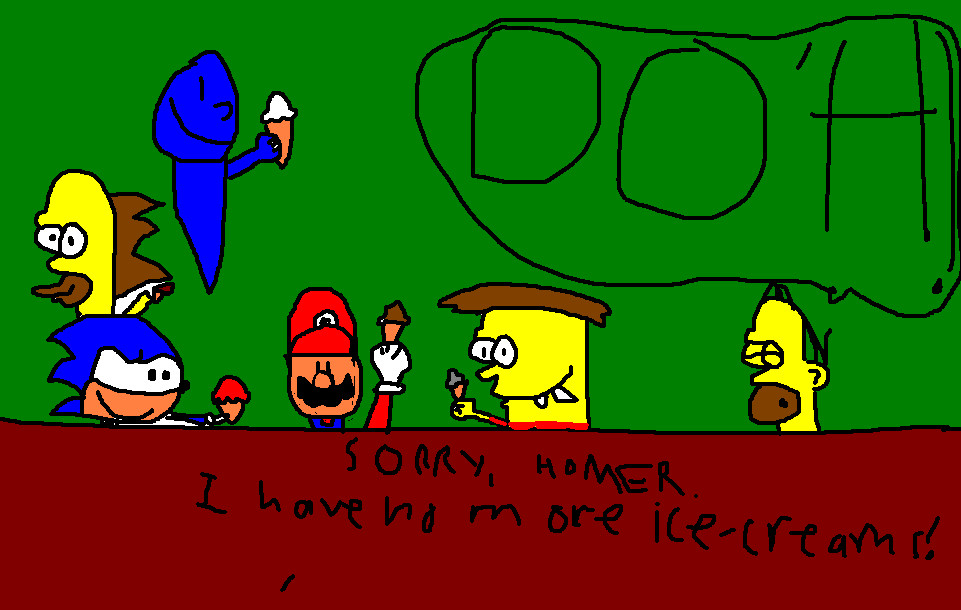 Sonic, Mario and Casper at Moes Tavern 9:Icecremies by waluigiguy22