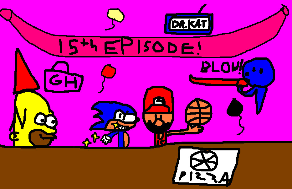 Sonic, Mario and Casper at Moe's Tavern: celebration of 15eps by waluigiguy22
