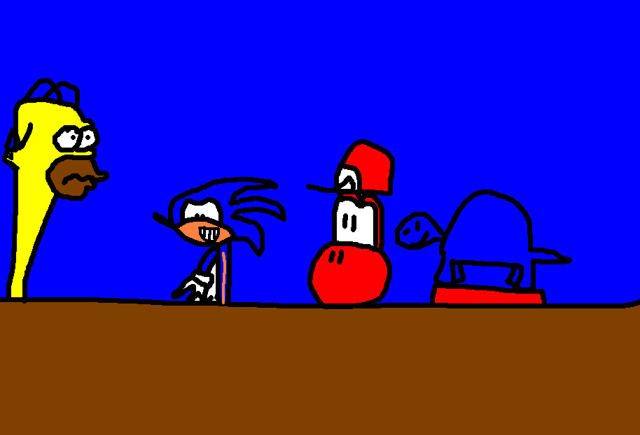 Sonic, Mario and Casper at Moe's Tavern 16: Jurassic Moe's by waluigiguy22