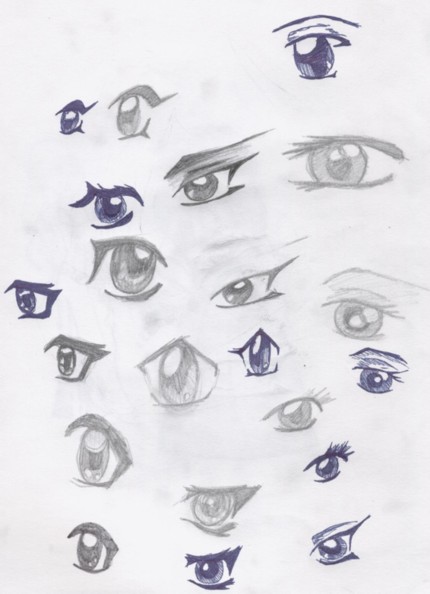 Bunches of Eyes (pen and pencil) by whiteislemaiden