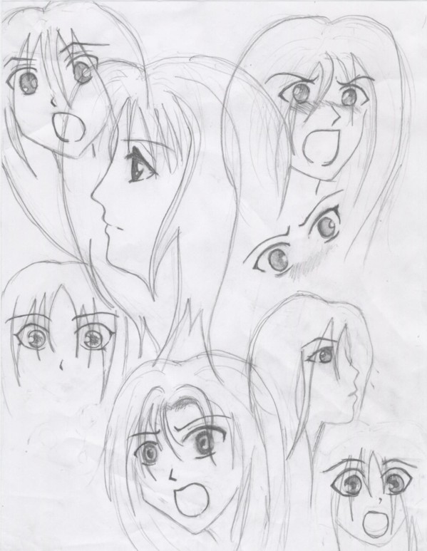 Bunches of anime faces by whiteislemaiden