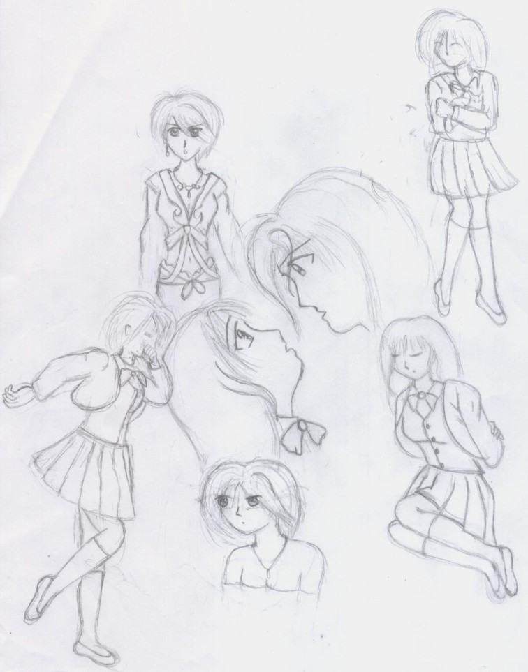 Several anime sketches by whiteislemaiden