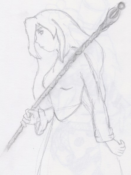 Girl with staff by whiteislemaiden