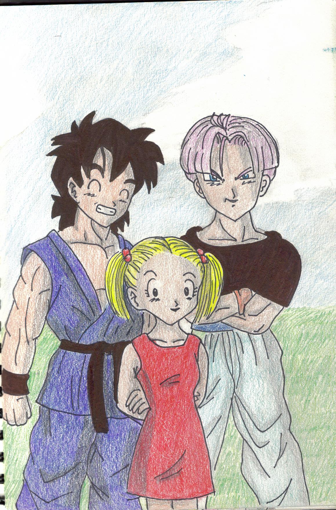 Goten Trunks and Marron by windflame