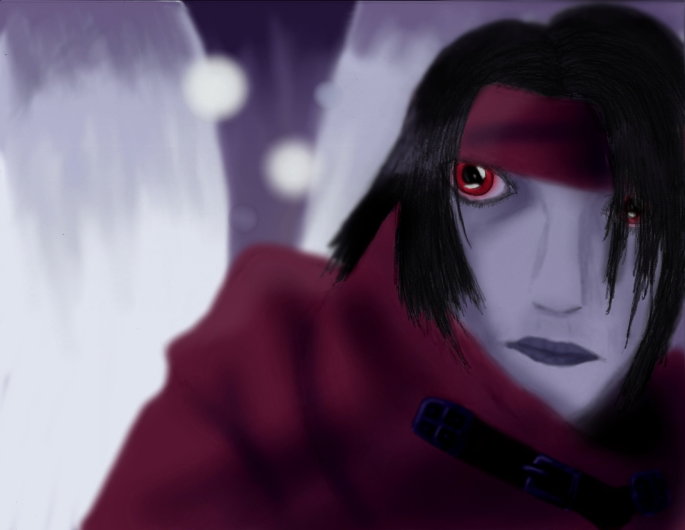 Crimson Eyes in the Grey World by winged-samurai