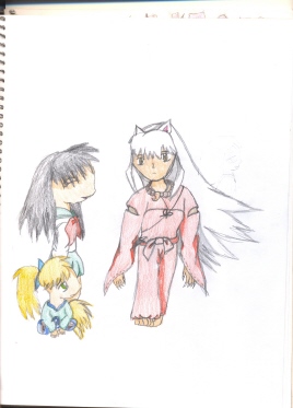 Inuyasha, Kagome, and Shippo by winged_wolf_of_the_sky