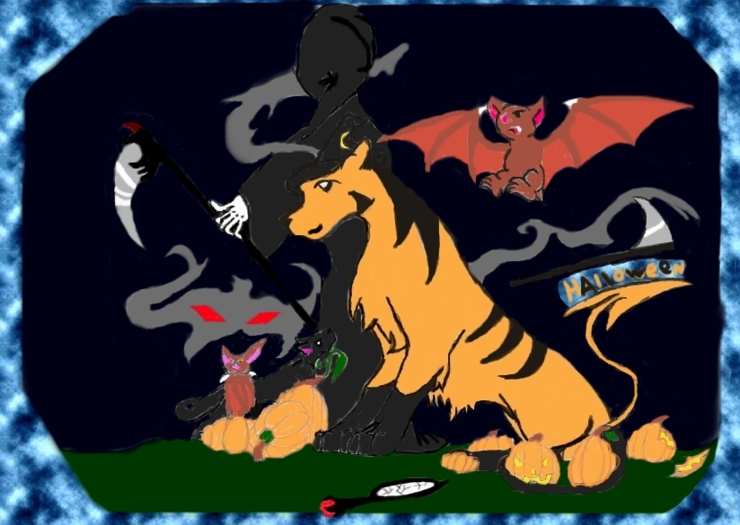Halloween colored Pixia by winged_wolf_of_the_sky