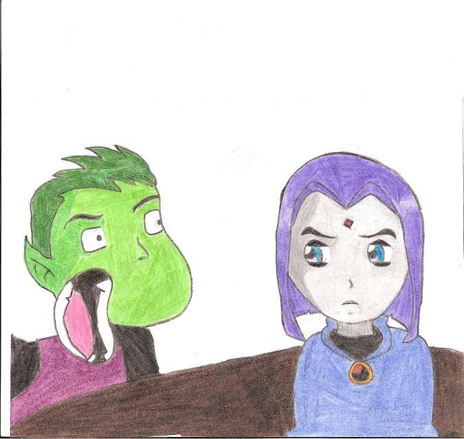 Beast Boy and Raven by winxgirl21
