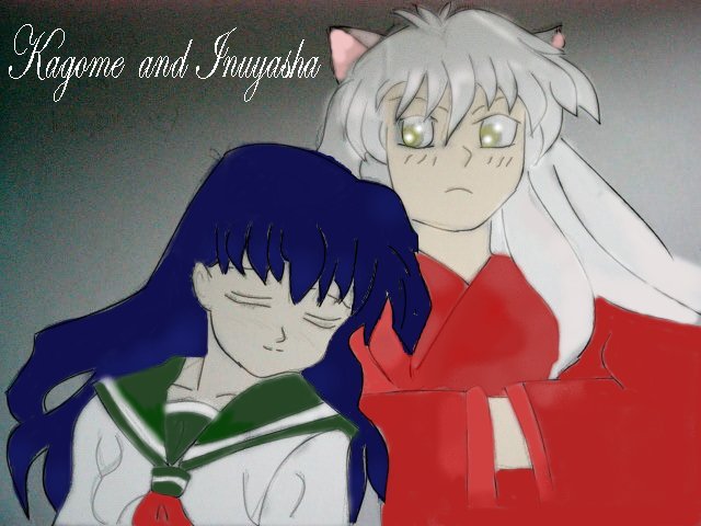 Inu and Kagome! ::colored:: by wittlewabbit