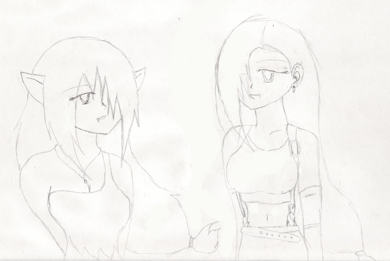 A sketch of me and Tifa.. by wolf_gang