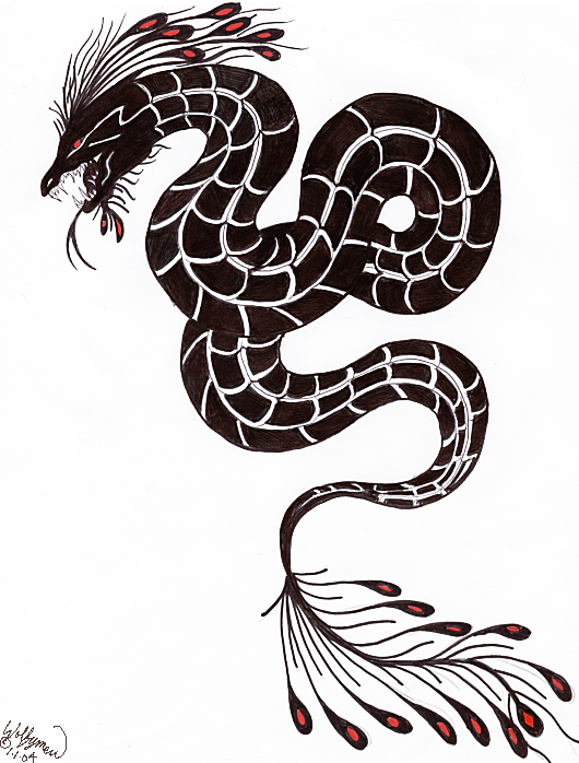 Black Serpent Dragon by wolfymewmew
