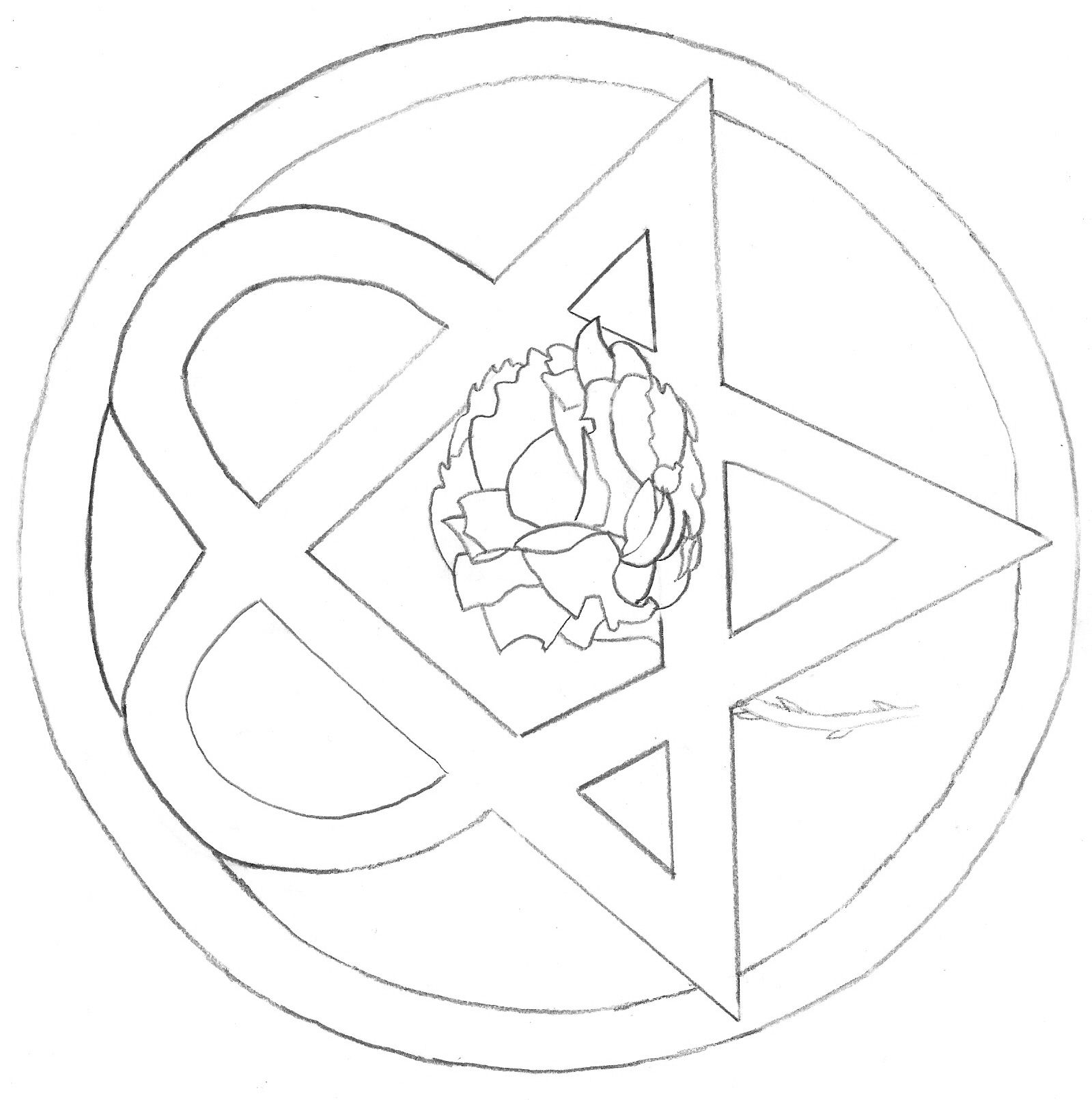Heartagram With an english rose (unfinished) by wolvesman668