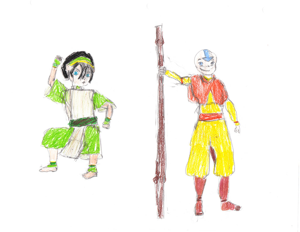 aang and toph by wunderkindx3