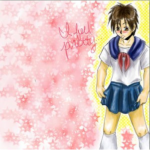 kiyomaro in a girl's uniform by XblakwolfX